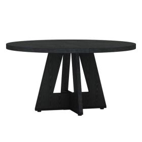 Modern Farmhouse 47-inch Round Kitchen Dining Table in Black Wood Finish