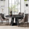 Modern Farmhouse 47-inch Round Kitchen Dining Table in Black Wood Finish