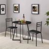 Modern 3-Piece Kitchen Dining Set with Round Black Wood-Top Table and 2 Chairs