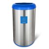 13-Gallon Stainless Steel Recycle Bin with Blue Open Top