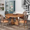 Farmhouse 47-inch Round Kitchen Dining Table in Vintage Brown Wood Finish