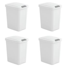 Set of 4 - White 8 Gallon Latch Top Kitchen Wastebasket Trash Can