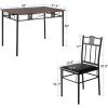 Farmhouse 5-Piece Dining Set with Wood-Top Table and 4 Cushioned Chairs