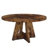 Modern Kitchen 4-Person Circular Dining Table in Rustic Brown Wood Finish
