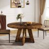 Modern Kitchen 4-Person Circular Dining Table in Rustic Brown Wood Finish