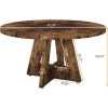 Modern Kitchen 4-Person Circular Dining Table in Rustic Brown Wood Finish