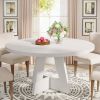 Modern Kitchen Round Circular Dining Table in White Wood Finish