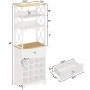 White/Natural Wine Bottle & Glass Rack Cabinet Bar Storage