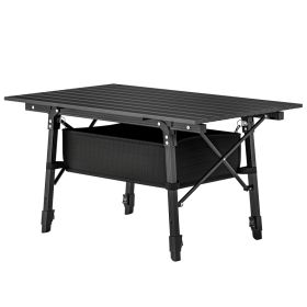 3ft Aluminum Small Folding Table, Portable Camping Table With Storage Bag, Carry Bag For Outdoor Picnic BBQ, Black (red: Black)