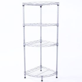 4Tier Wire Shelving Rack Metal Storage Shelf Unit For Laundry Bathroom Kitchen Pantry Closet (red: Silver)