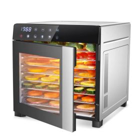 Food Dehydrator Machine 25QT, 8 Trays Stainless Steel Dehydrator Machine, Large Capacity Dehydrators For Food And Jerky, Herbs, Yogurt, Veggies, (red: 8Trays)