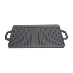 Cast Iron Rectangular Grill Multipurpose Safe Large Space Double Sided Double Ears Cast Iron Griddle For BBQ Gas Grill 44x23x2cm / 17.3x9.1x0.8in (red: Default)