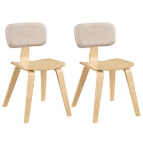 Set Of 2 Dining Chair Set (Beige & Natural), Teddy Velvet Upholstery & Plush Padded Design (red: defaulttitle)