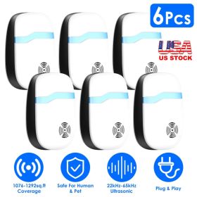 6 Packs Ultrasonic Pest Repellers Electric Plug-In Indoor Pest Control Mouse Repellent Chaser Deterrent Rodent Chaser For Home Kitchen Office War (red: White)