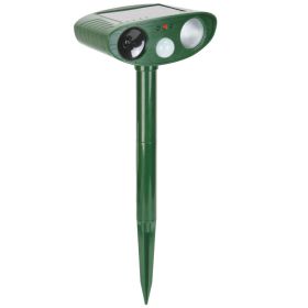 1Pc Solar Ultrasonic Animal Repeller PIR Sensor Animal Repellent Chaser With Flashing Light IPX4 Waterproof For Chasing Deer Raccoon Squirrel Rat (red: LED)
