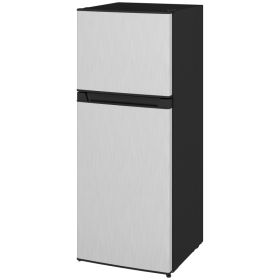 Small Fridge with Freezer, 4 Cu Ft Refrigerator with Reversible Doors, Silver (red: Silver-490x500x1210 mm)