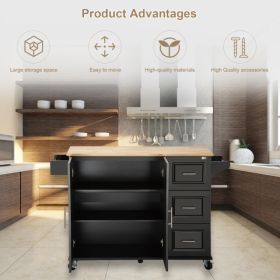 Kitchen Island & Kitchen Cart, Mobile Kitchen Island, Rubber Wood Top, Big & Adjustable Shelf Inside Cabinet For Different Utensils, Luxury Desig (red: defaulttitle)