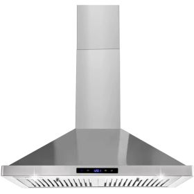30/36 Inch Range Hood 700CFM Wall Mount Stainless Steel Touch Control 3-speed Stove Vent (red: Silver)