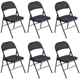 6pcs Elegant Foldable Iron & PVC Chairs For Convention & Exhibition Black (red: defaulttitle)