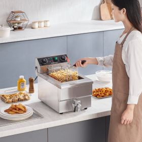 Commercial Electric Deep Fryer Countertop Deep Fryer 1500W 11.6Qt 11L (red: Silver)