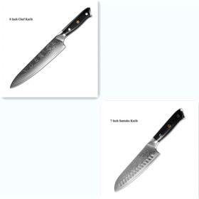 Japanese Damascus steel knife kitchen knife fruit knife (red: 2 pieces set)