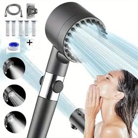 High-Pressure Turbo Shower Head With 5-Stage Filtration - Multiple Spray Modes & Hard Water Power Rinse For Pet Bathing (red: Normal9piecesetwith5filters)