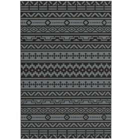Reversible Outdoor Rug, Waterproof Plastic Straw With Carry Bag, 6 X 9, Black & Gray Geometric Wall (red: Black)