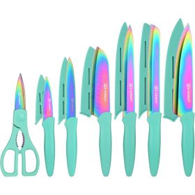 13 Piece Blue Non-Stick Stainless Steel Boxed Knives Set (red: Style2)