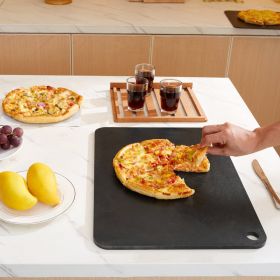 Pizza Steel, 20' X 14' X 3/8' Pizza Steel Plate For Oven, Pre-Seasoned Carbon Steel Pizza Baking Stone With 20X Higher Conductivity, Heavy Duty R (red: Black)