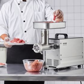 Commercial Electric Meat Grinder 11 Lbs/Min Sausage Stuffer Maker Kitchen (red: Silver)