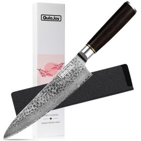 Qulajoy 7 Inch Santoku Knife- Ultra Sharp Japanese 67 Layers Damascus VG-10 Steel Core - Professional Hammered Chef Knife - Ergonomic G10 Handle (red: Chef)