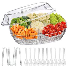 Fruit Ice Serving Tray Chilled Veggie Tray Shrimp Cocktail Serving Dish Appetizer Party Serving Platter Cold Food Buffet Server With Lid And 4 Co (red: White)