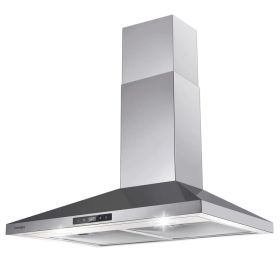 30 Inch Range Hood Wall Mounted 450 CFM Touch Panel Kitchen Stainless Steel Vented (red: 30inch)