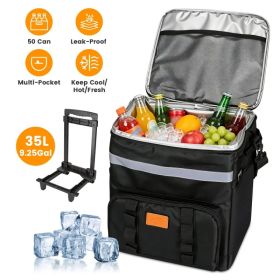 35L Rolling Cooler Bag 2-in-1 Insulated Lunch Backpack With Telescopic Handle Wheels Adjustable Shoulder Strap Portable Thermal Cooler Bag For Ca (red: defaulttitle)