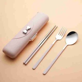 Travel Cutlery Set, 18/8 Stainless Steel Cutlery, Reusable Utensils Set With Case, Portable Silverware Lunch Box For Camping And Office (red: Pink)