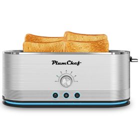 4-Slice Toaster, 7 Settings, Defrost, Reheat, Removable Crumb Tray, Full Body Stainless Steel Housing, Anti-Fingerprint, Anti-Jam, 1350W, Silver, (red: KRT6061)