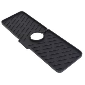 1Pc Silicone Faucet Mat Kitchen Sink Splash Guard Drain Mat Drying Pad Kitchen Mat Bathroom Drip Catcher (red: Black)