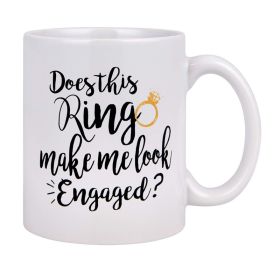 Engaged Mug, New Gift For Women, A Ceramic Coffee And Tea Cup 325ml (red: White)