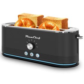 4-Slice Toaster, 7 Browning Settings, Defrost/Reheat Functions, Removable Crumb Tray, Full Body Stainless Steel Housing, Anti-Fingerprint, Anti-J (red: Black)