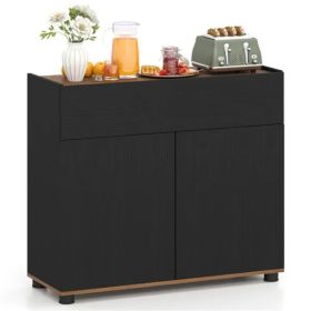 31.5" Kitchen Buffet Sideboard Cabinet With Push-to-Open Doors, Wood Storage Cabinet For Dining Room - Black (red: defaulttitle)