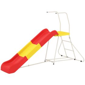 6ft Slide For Kids, Metal Freestanding Playground Equipment With Climbing Ladder, For Backyard, Outdoor, Indoor, Red (red: Red)