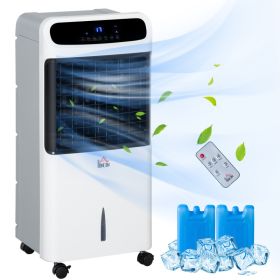 3-In-1 Ice Cooling Fan, Mobile Evaporative Air Cooler with Remote, Timer, Oscillating for Home Office, Bedroom, White (red: White-430x383x830 mm)