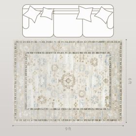 6x9 Area Rug, Indoor Boho Machine Washable Carpet For Living Room, Bedroom, Dining Room, Kitchen, Blue (red: Blue)