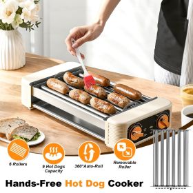 3 In 1 Electric Hot Dog Roller Machine With Grill & Griddle 6-Roller Hot Dog Cooker Smokeless Non-Stick Indoor Outdoor With 3 Temp Levels For BBQ (red: Roller)