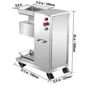 110V Commercial Meat Cutter Machine 1100LB/H Electric Meat Cutting Machine 750W Commercial Meat Slicer 3mm Blade Restaurant Food Slicer Stainless (red: Silver)