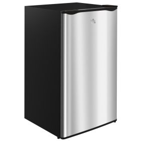 3.2 Cu.Ft Mini Fridge with Freezer, Compact Refrigerator with Adjustable Thermostat, Shelf and Single Reversible Door for Bedroom, Dorm, Home Off (red: Silver-510x465x885 mm)