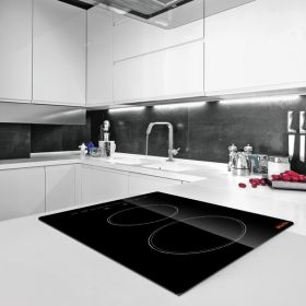 Built In Electric Stove Top, 20 X 11.6 Inch 2 Burners, 110V Glass Radiant Cooktop With Sensor Touch Control, Timer & Child Lock Included, 9 Power (red: Black)
