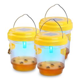 3Pack Solar Wasp Traps Outdoor Hanging Insect Catchers With UV Light For Paper Wasps Yellow Jackets Small Hornets Fruit Flies House Flies (red: Yellow)