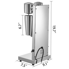 Milkshake Maker Kit, Stainless Steel Electric Milkshake Maker, 180W Milkshake Machine, Double Head Classic Milkshake Maker With 800ml Cup, Silver (red: Silver)