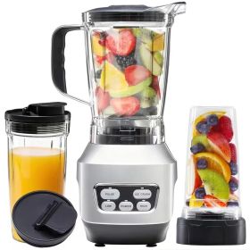 Smoothie Blender, Countertop Blenders For Kitchen With 23 34 60oz BPA-Free Portable Cups, Professional Smoothie Maker With Four Programs For Shake (red: Silver)